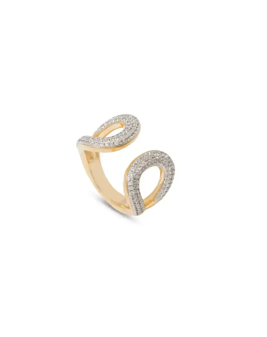 Anello in bronzo , placcato oro giallo e zirconi.